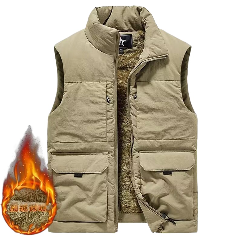 Fishing Vest Jacket - Winter Men's Cargo Hunting Vests Thick