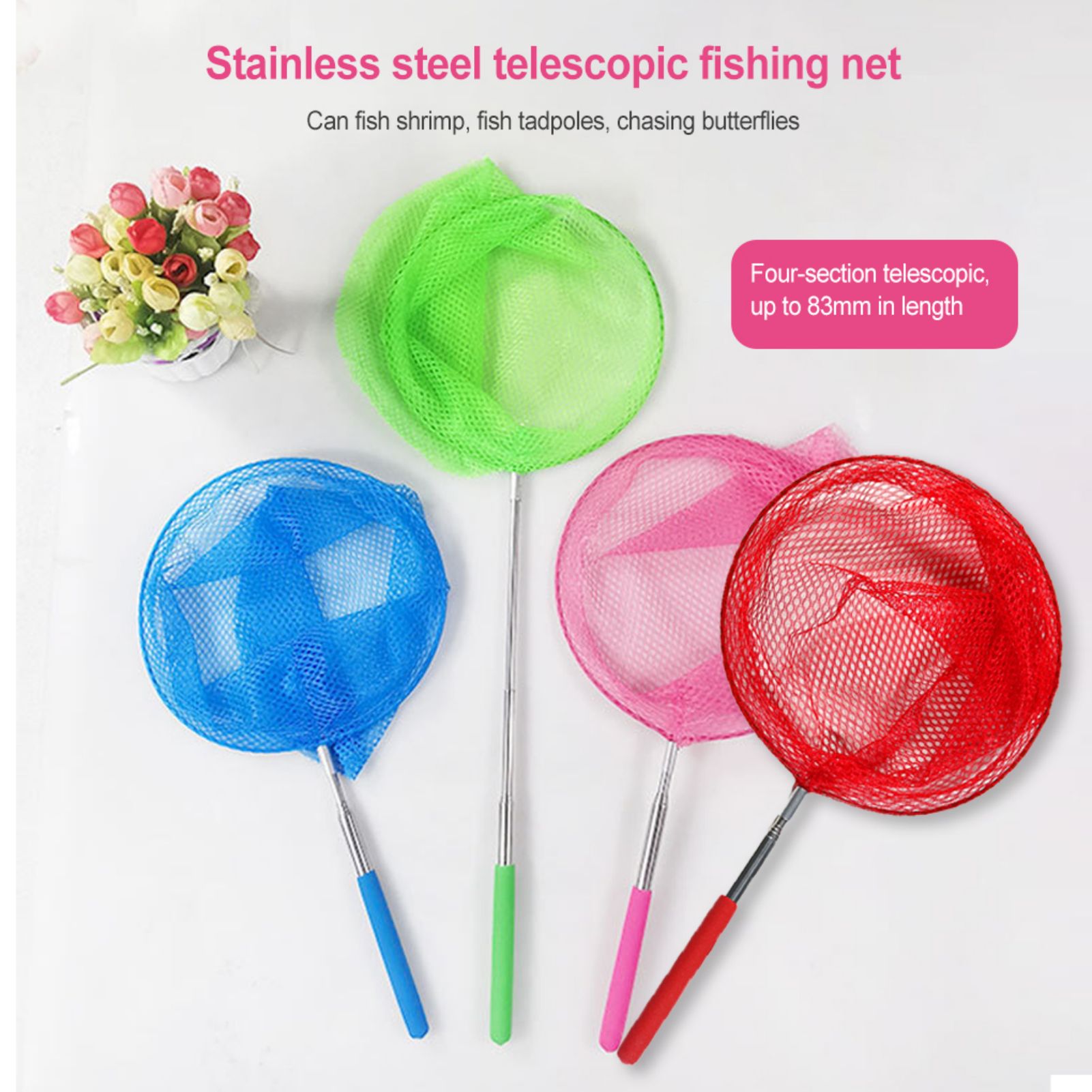 Landing Net Telescopic - Mini Fishing Net Colorful Anti-Slip Grip